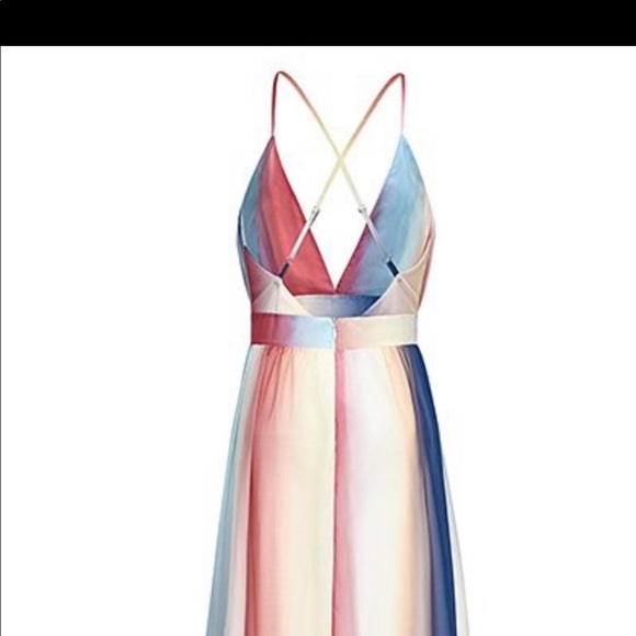 Cream&Blue Crisscross-Back Sleeveless Layered maxi - Picture 3 of 5